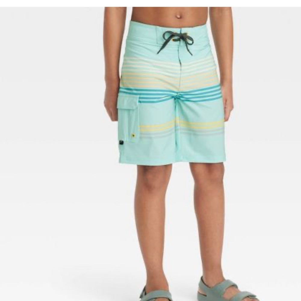 Boys' Ground Striped Swim Trunks - art class Green